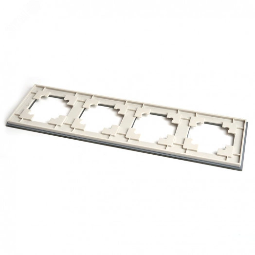 Рамка четырехместная горизонтальная, стекло, Катрин, дымчатый Stekker