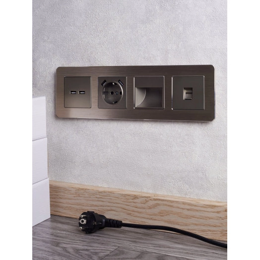 BRITE Рамка 4 поста РУ-4-1-Бр металл шампань RE AL IEK