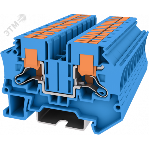 Клемма TP 1-1 проходная с боковой вводом провода .Push-in, сечение 6 мм. кв., синяя