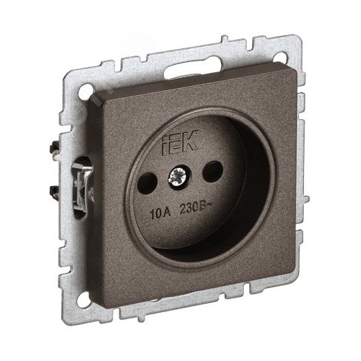 BRITE Розетка 1 пост без заземления с защитными шторками 10А РСш10-2-БрТБ темная бронза IEK