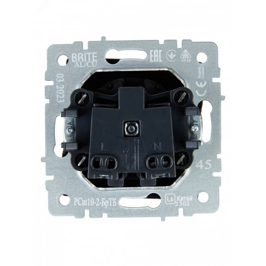BRITE Розетка 1 пост без заземления с защитными шторками 10А РСш10-2-БрТБ темная бронза IEK