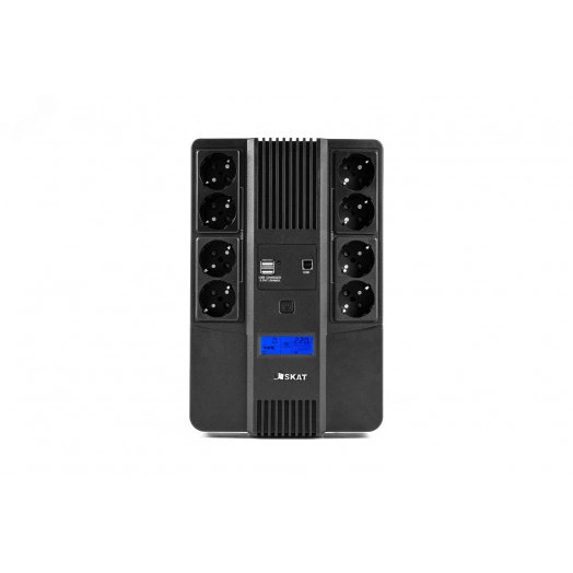 Источник бесперебойного питания Line-interactive SKAT-UPS 800 ВА/480Вт, LCD, АКБ 1x 9Ач, мод.синус, 8хSchuko, 2xUS