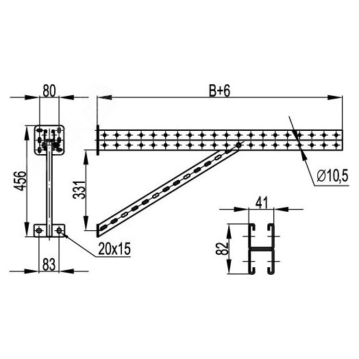 Ответвитель универсальный DL горизонтальный 400х35, в комплекте с крепежными элементами и соединительными пластинами, необходимымидля монтажа, цинк-ламельный