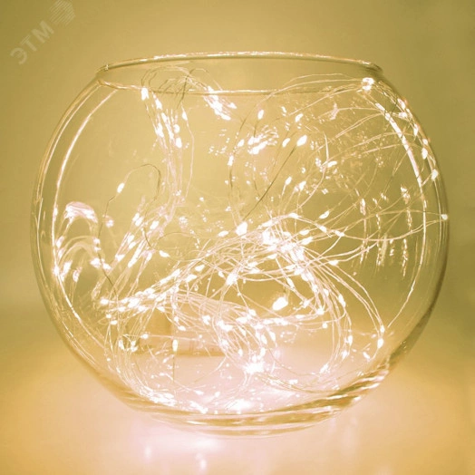 Гирлянда на елку LED теплый белый 10 веток 2м от батареек