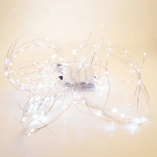 Гирлянда на елку LED теплый белый 10 веток 2м от батареек