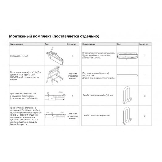 Монтажный комплект для мачты МГФ-45