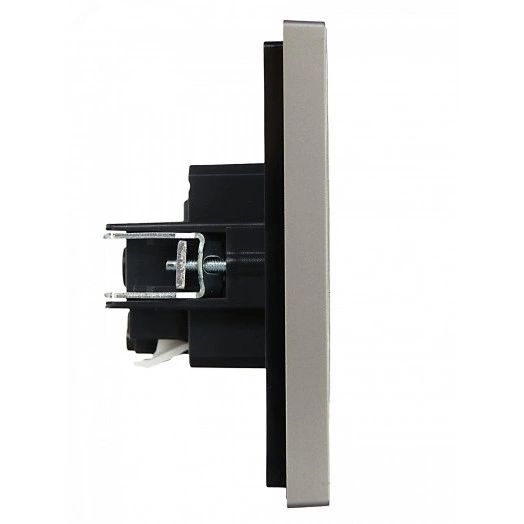 FORTE&PIANO Розетка 1-местная с заземлением без защитных шторок безвинтовое крепление 16А FP514 сталь IEK