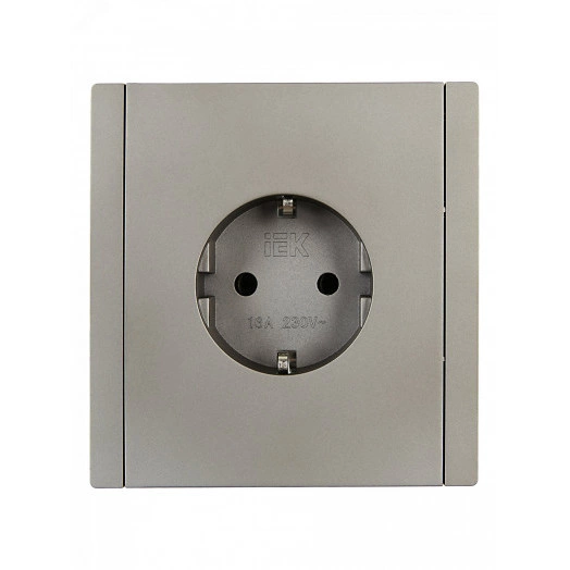 FORTE&PIANO Розетка 1-местная с заземлением без защитных шторок безвинтовое крепление 16А FP514 сталь IEK