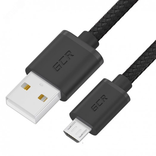 Кабель Micro USB, 1 м., черный нейлон, быстрая зарядка 3A