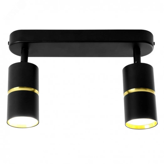 Светильник ДБО 2хGU10 без ламп наклонный черный золото