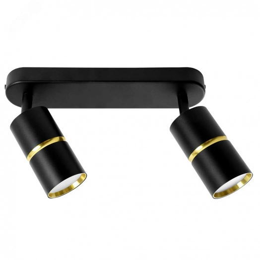 Светильник ДБО 2хGU10 без ламп наклонный черный золото