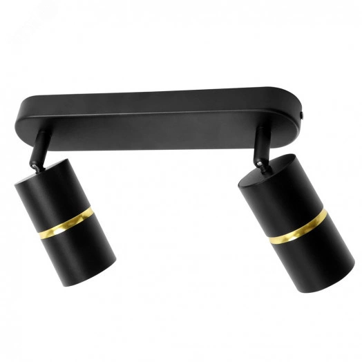Светильник ДБО 2хGU10 без ламп наклонный черный золото