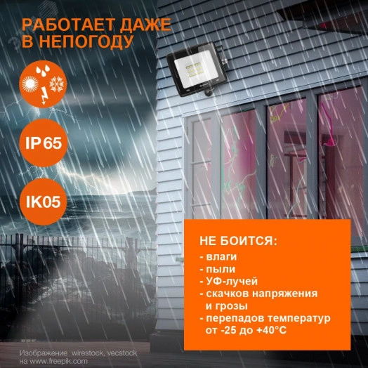 Прожектор светодиодный ДО-10Вт 6500К 1000Лм IP65