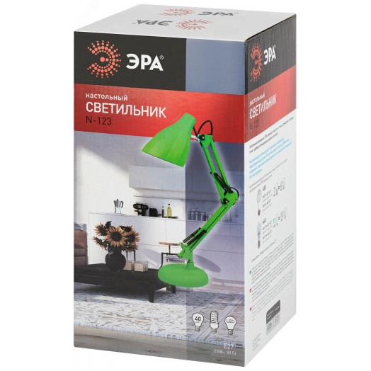 Светильник настольный N-123-E27-40W-GR Е27 с основанием зеленый