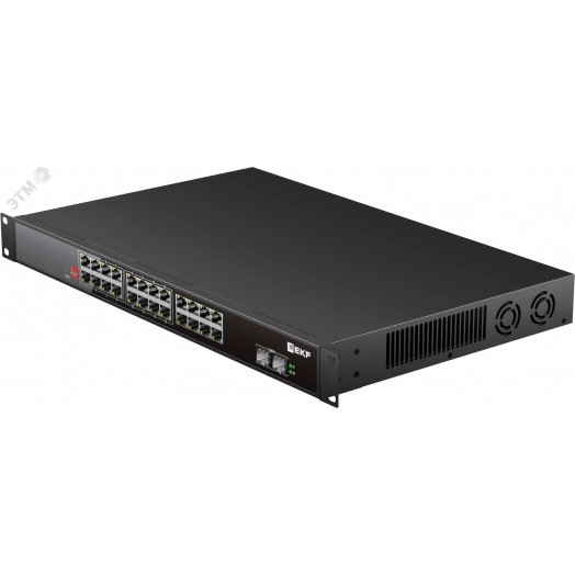 Коммутатор промышленный неуправляемый U-2GX/SFP-24GTP-R, 2 порта 1000Base-X SFP, 24 порта 10/100/1000Base-T(X) RJ45 c PoE, монтаж в 19'' стойку TSX EKF