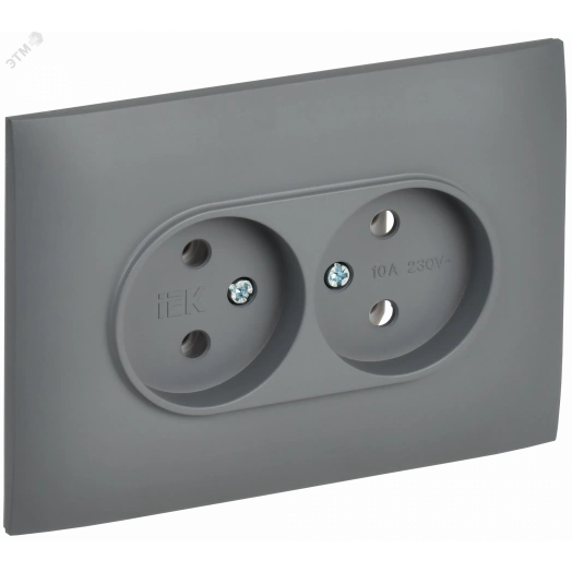 SKANDY Розетка 2-местная без заземления без защитных шторок 10А в сборе SK-R10Gr серый IEK