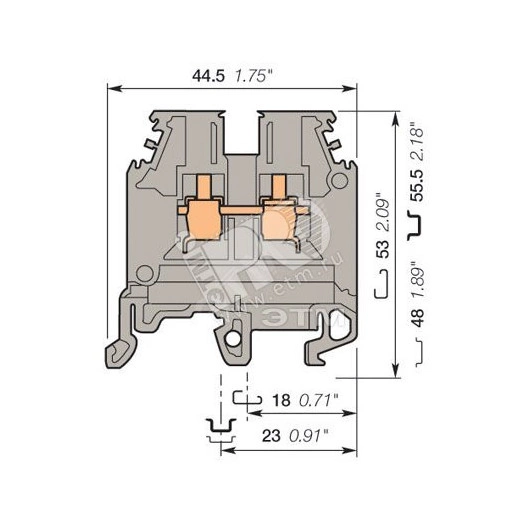 Клемма винтовая M4/6N 4 мм.кв синяя