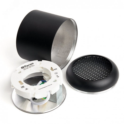 Светильник ДПО-12w GX53 без лампы черный с антибликовой сеточкой