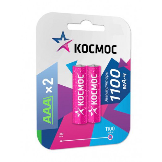 Аккумулятор AAA/R03 Ni-MH 1100мА.ч (блист.2шт) Космос KOCR03NIMH(1100MAH) Аккумулятор AAA/R03 Ni-MH 1100мА.ч (блист.2шт) Космос KOCR03NIMH(1100MAH)