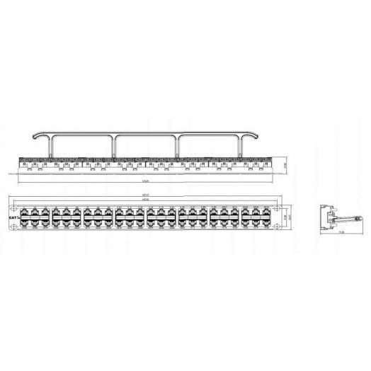 Патч-панель 19дюйм 1U RJ45 кат.5e 48 портов Dual IDC PPHD-19-48-8P8C-C5e-110D высокой плотности Hyperline 32809