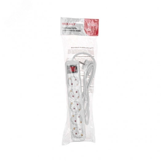 Удлинитель STANDARD 5 гнезд, 1,5 м, 3х1,0 мм2, с/з, с выключателем, белый