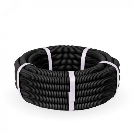 Труба гофрированная ПВХ легкая 350 Н черная с/з d16 мм (10м) Промрукав