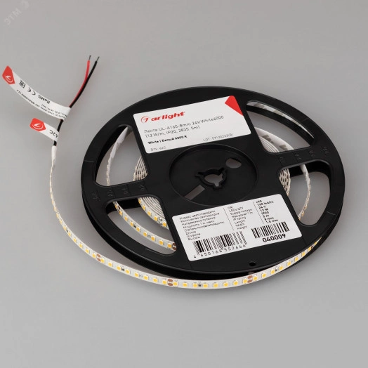 Лента UL-A160-8мм 24V White6000 (12 W/m, IP20, 2835, 5м) (7 лет)