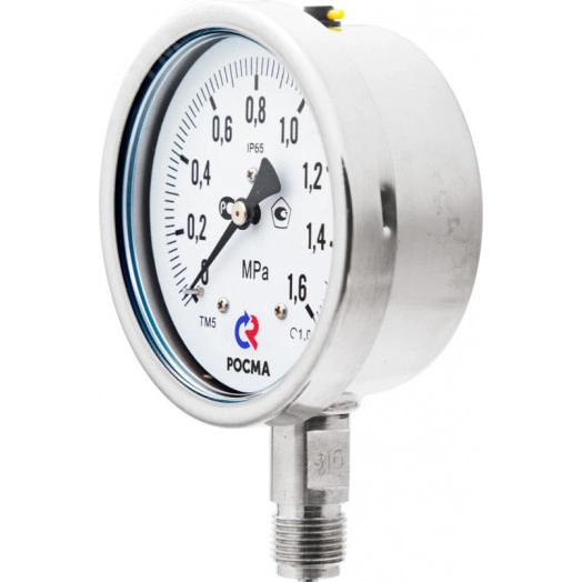 Манометр коррозионностойкий виброустойчивый радиальный ТМ-521Р.00 0...2,5 МРа 1/2' кл.т.1.0, готовый к гидрозаполнению