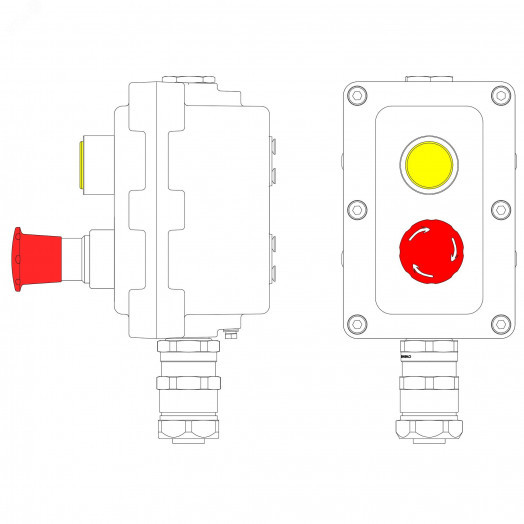 Пост управления взрывонепроницаемый из алюминия LCSD-02-B-MB-L1Y(220)x1-P6E(11)x1-PBMB-ANP15BMB