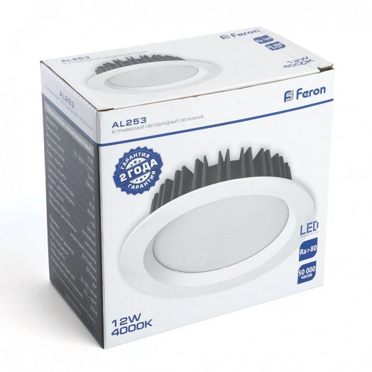 Светильник светодиодный ДВО-12w 4000К 1080Лм белый