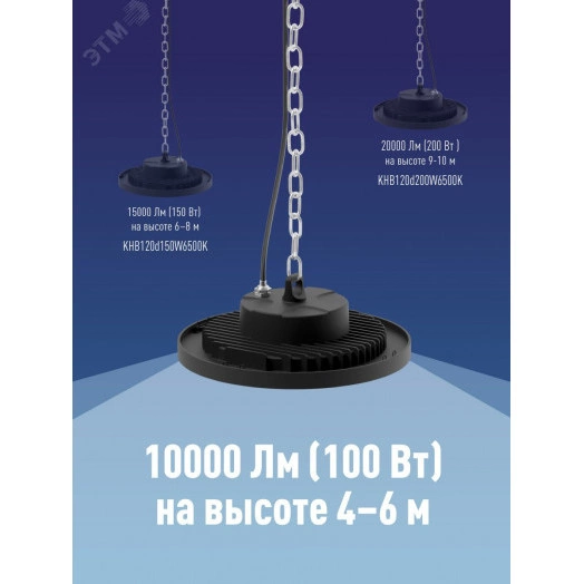 Светильник светодиодный ДСП-100Вт HIgh Bay 6500К 10000 Лм IP65