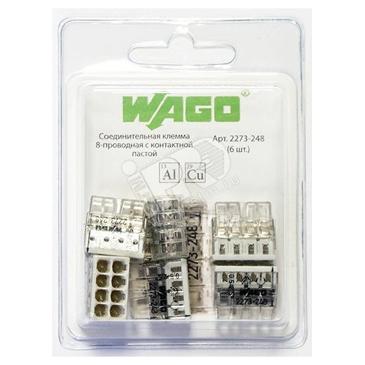 Клемма 8-проводная компактная с пастой (6шт)
