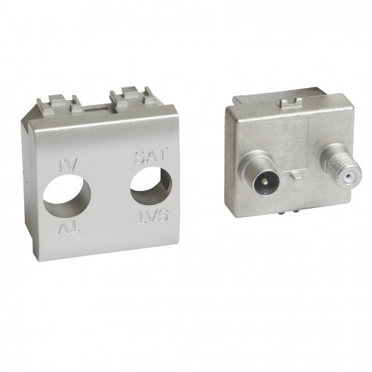 Livinglight. Розетка TV-SAT для схемы ''Звезда''. Экранированная. 2 модуля. Поставляется в комплекте с лицевыми панелями цветов ''Белый'', ''Алюминий'', ''Антрацит''.