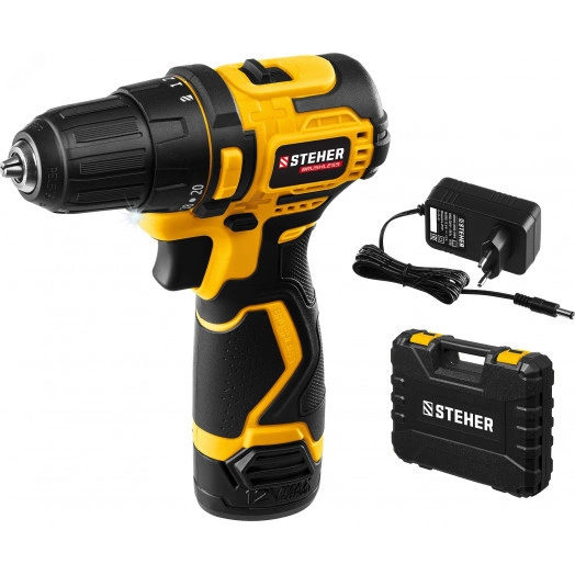 Дрель-шуруповерт бесщеточная 12 В, 35 Нм, 1 АКБ (2 Ач), кейс