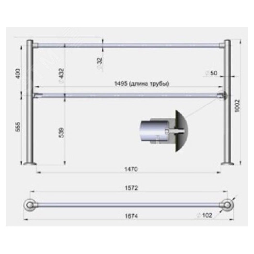 Комплект ограждения (нерж.) - 1,5 м