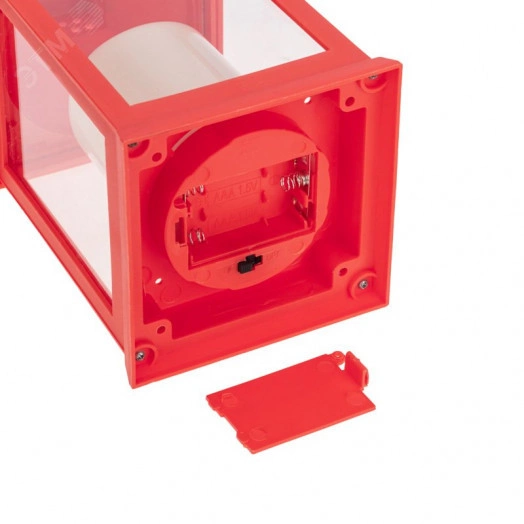 Декоративный фонарь со свечкой красный корпус размер 10,5х10,5х24см цвет теплый белый