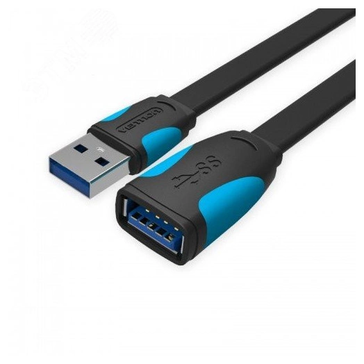 Кабель удлинитель USB 3.0 AM на AF, плоский, 0.5 м.