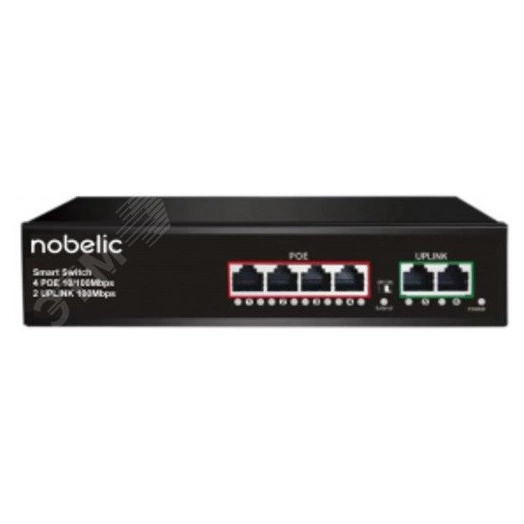 Коммутатор 4 порта неуправляемый PoE 10/100Мбит/с 2 Uplink порта 100 Мбит/с