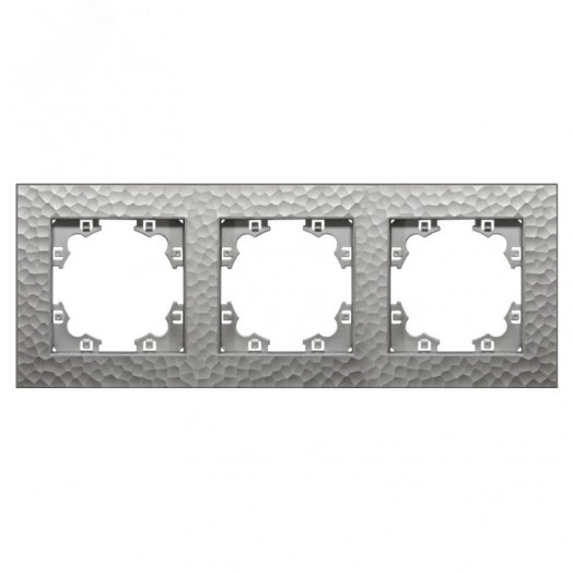 Рамка фактурная 3 поста универсальная UNIVersal Афина серебро (еврослот)