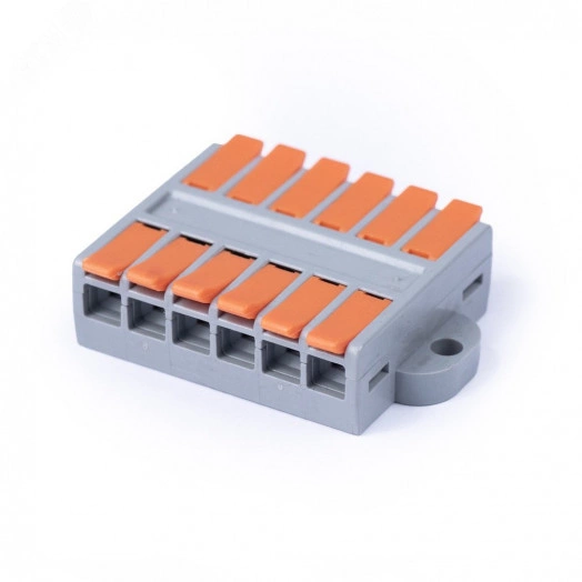 Клемма соединительная универсальная проходная 6 полюсов с рычагом 0.5-6.0 (1шт)