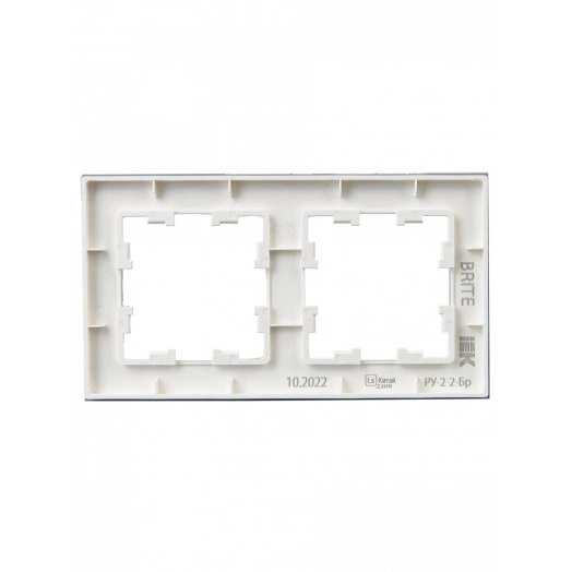 BRITE Рамка 2 поста РУ-2-2-Бр стекло белый матовый IEK