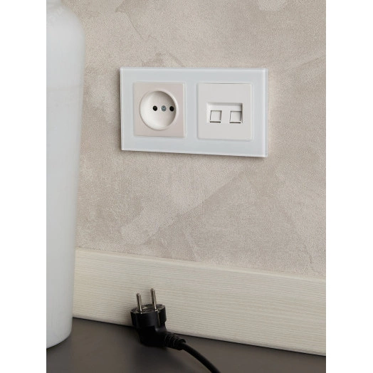 BRITE Рамка 2 поста РУ-2-2-Бр стекло белый матовый IEK