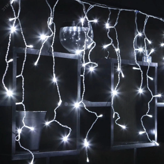 Бахрома светодиодная со статическим свечением 6м Соединяемая 200 светодиодов Провод прозрачный ULD-B6007-200/STK WHITE IP44