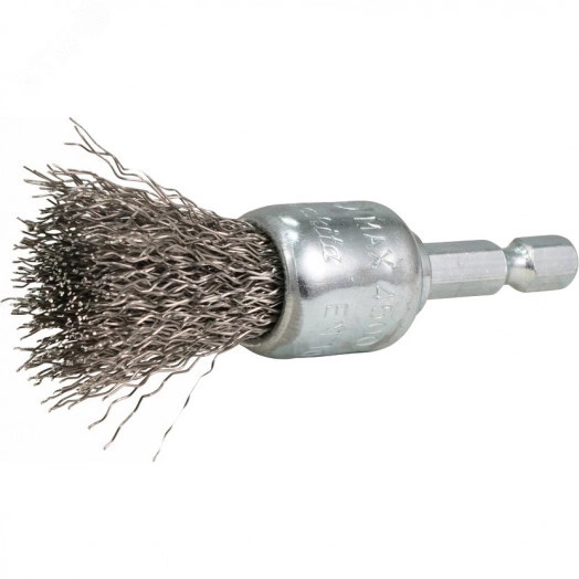 Щетка проволочная кистевая (d19 мм, толщина проволоки 0.3 мм, гофрированная, нержавеющая сталь, 1/4'')
