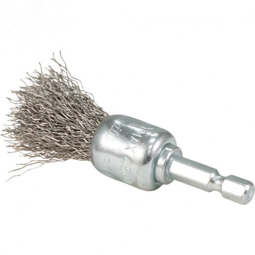 Щетка проволочная кистевая (d19 мм, толщина проволоки 0.3 мм, гофрированная, нержавеющая сталь, 1/4'')