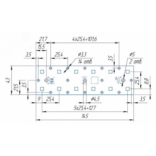 Модуль светодиодный MODULE 145x43 AL1.5 2x6 Refond 5050 CRI70 4000K SMD2x2