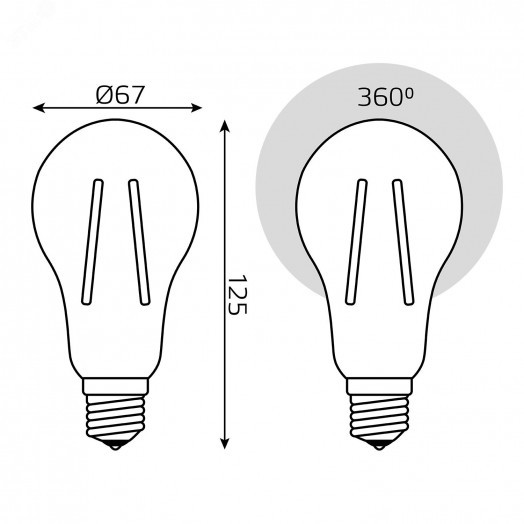 Лампа светодиодная филаментная LED 21 Вт 1950 лм 4100К А70 груша нейтральный E27 AC 210-240В IP20 Basic Gauss