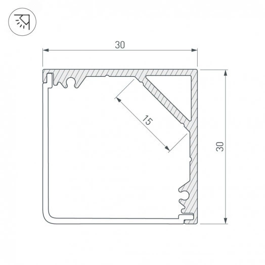 Профиль SL-KANT-H30-3000 ANOD (Алюминий)