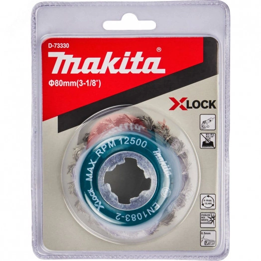 Щетка проволочная чашечная X-lock (d80 мм, толщина проволоки 0,5 мм, пучки, нерж.)