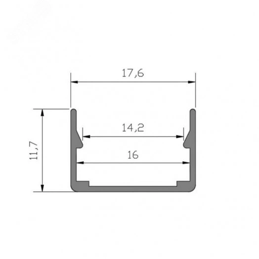Профиль алюминиевый накладной для неона 16х16мм 2м